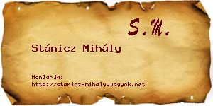 Stánicz Mihály névjegykártya